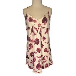 Cottagecore State of Day Floral Slip Dress Burgundy Rose Mini Cream Cami Size S